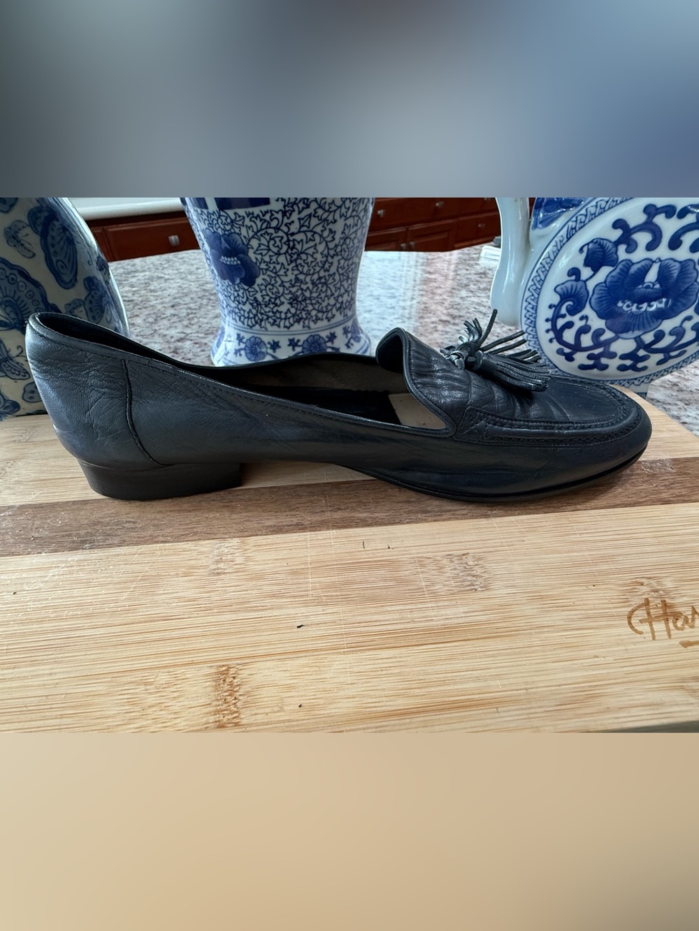 Cole Haan Women’s Black Leather Tassel Loafers - Picture 7 of 9